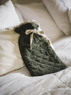 Cotton Velvet Hot Water Bottle, Moss