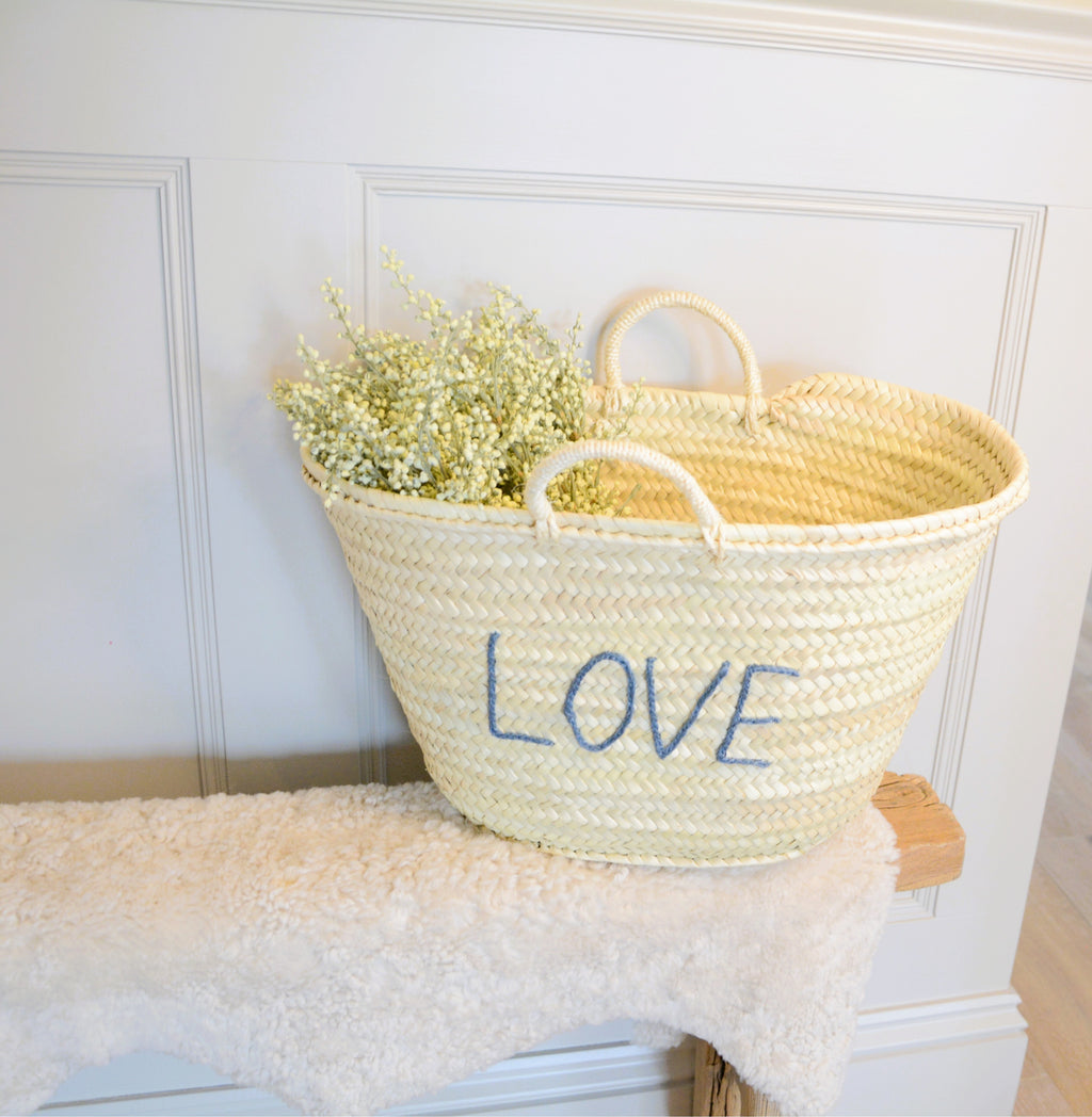 LOVE (Blue) Palm Leaf Basket