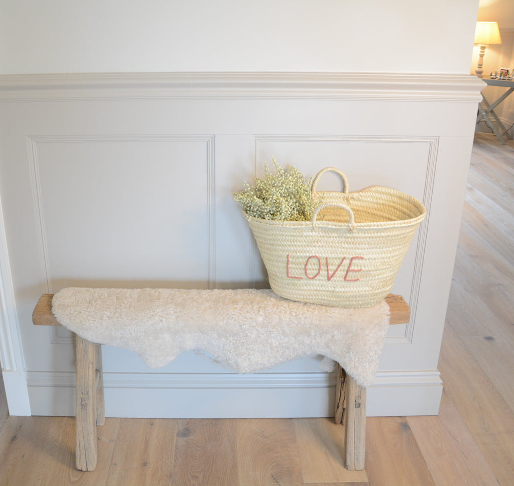 LOVE (Pink) Palm Leaf Basket