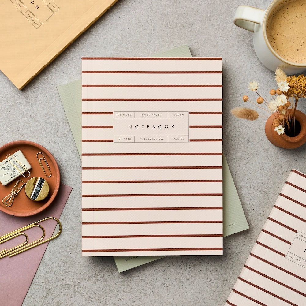 Burgundy Stripe Lay Flat Notebook