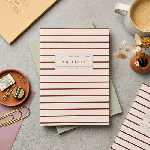 Burgundy Stripe Lay Flat Notebook