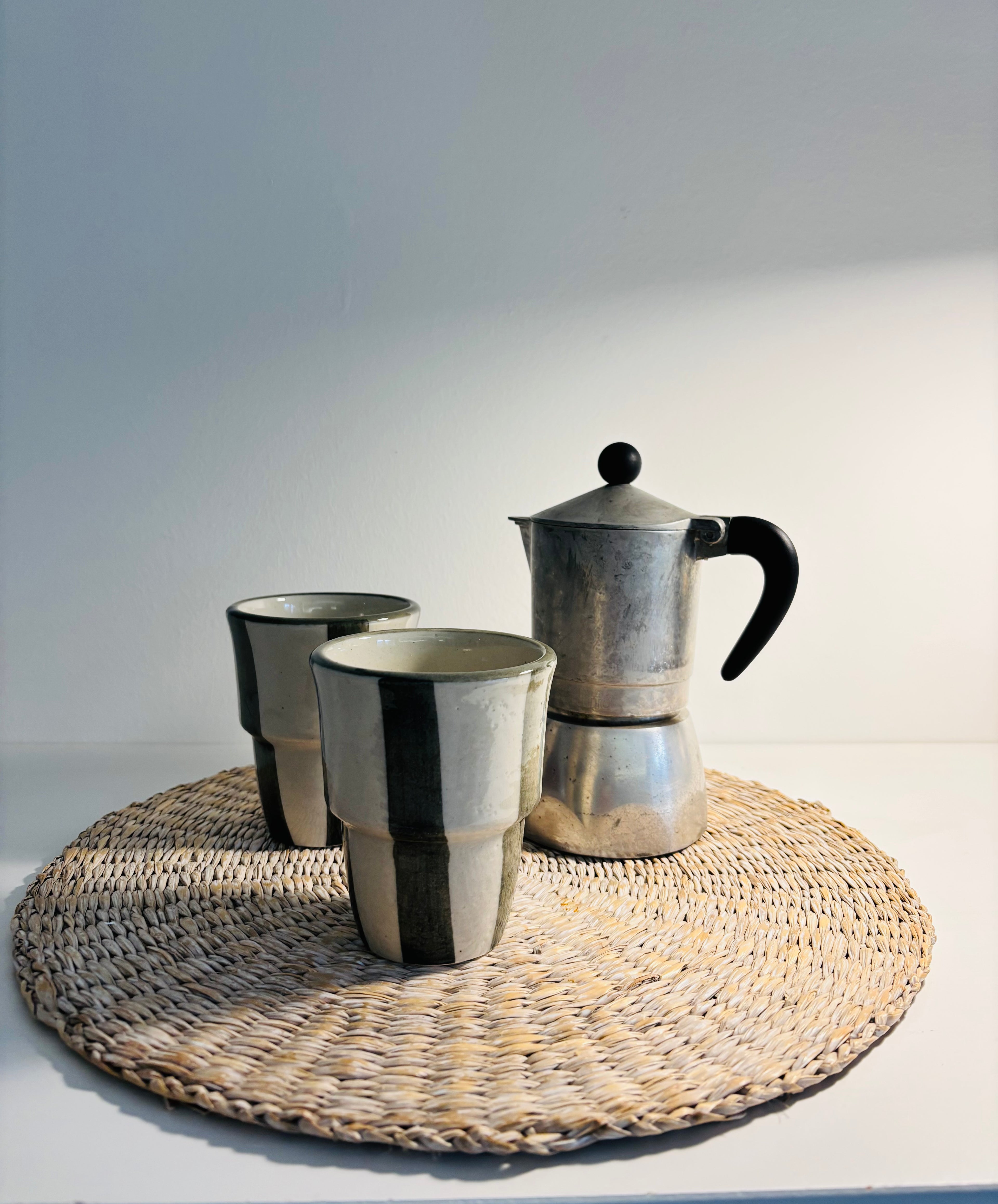 Washed Stripe Coffee Beaker, Forest