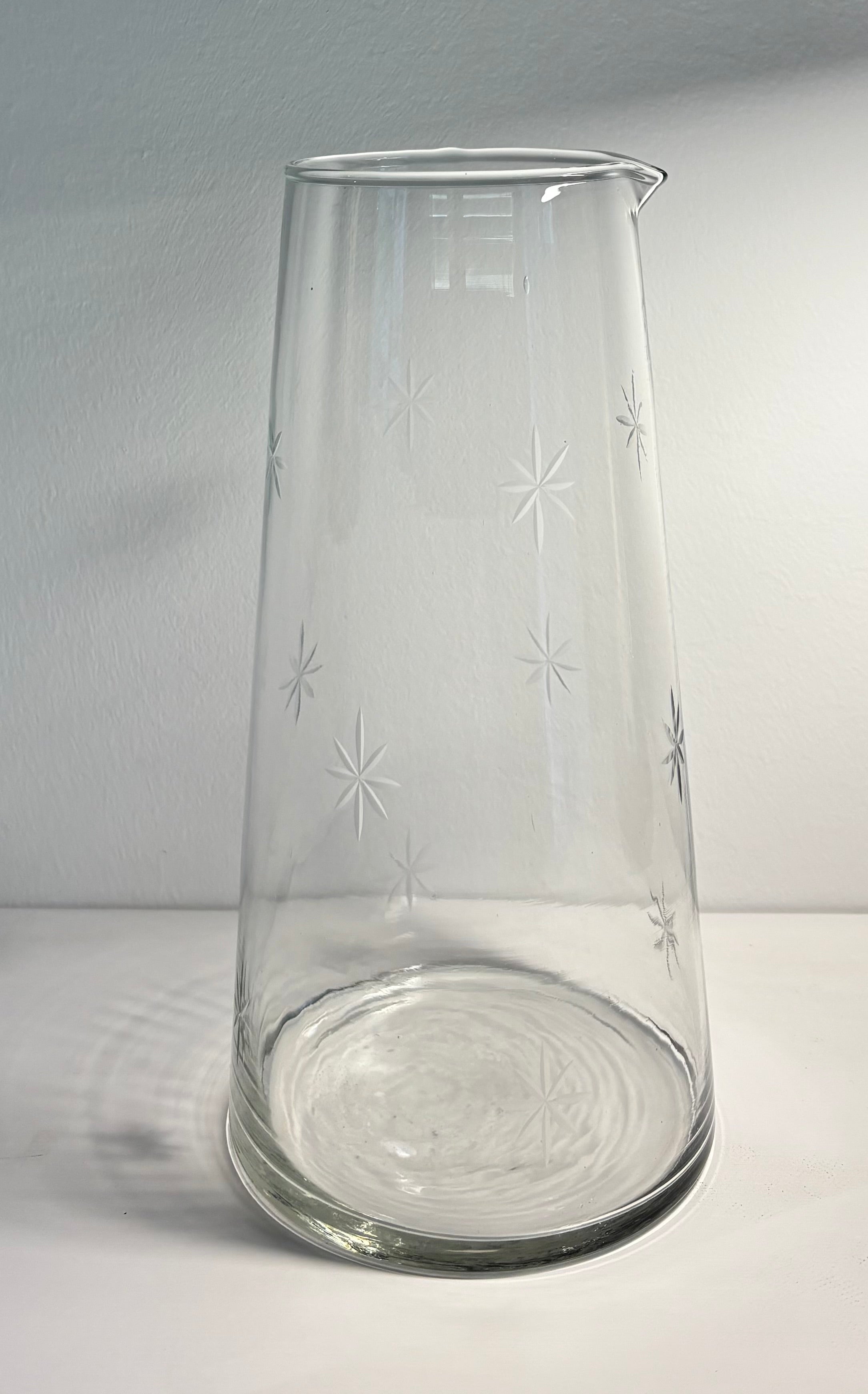 Star Etched Tapered Glass Jug