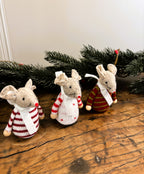 Red and White Felt Mice (set of 3)