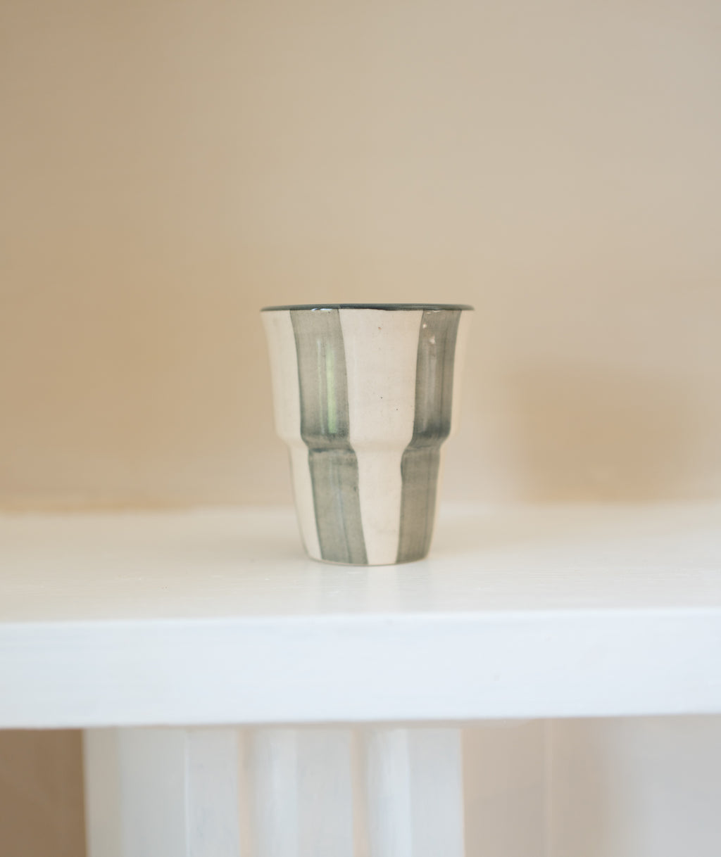 Washed Stripe Coffee Beaker, Forest