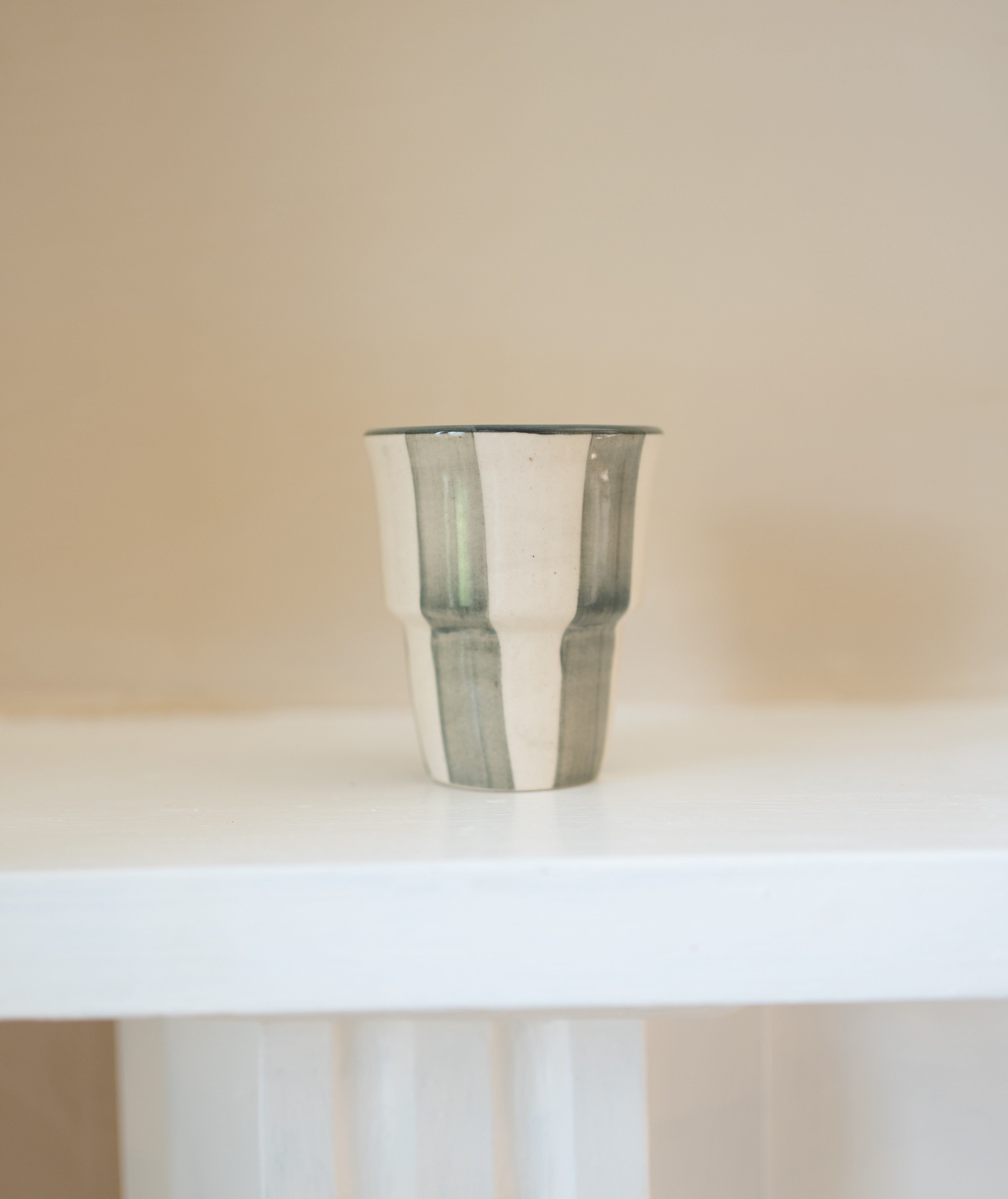 Washed Stripe Coffee Beaker, Forest