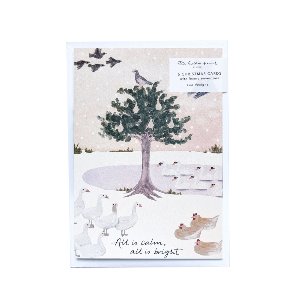 Christmas Birds, Pack of 6 Christmas Cards