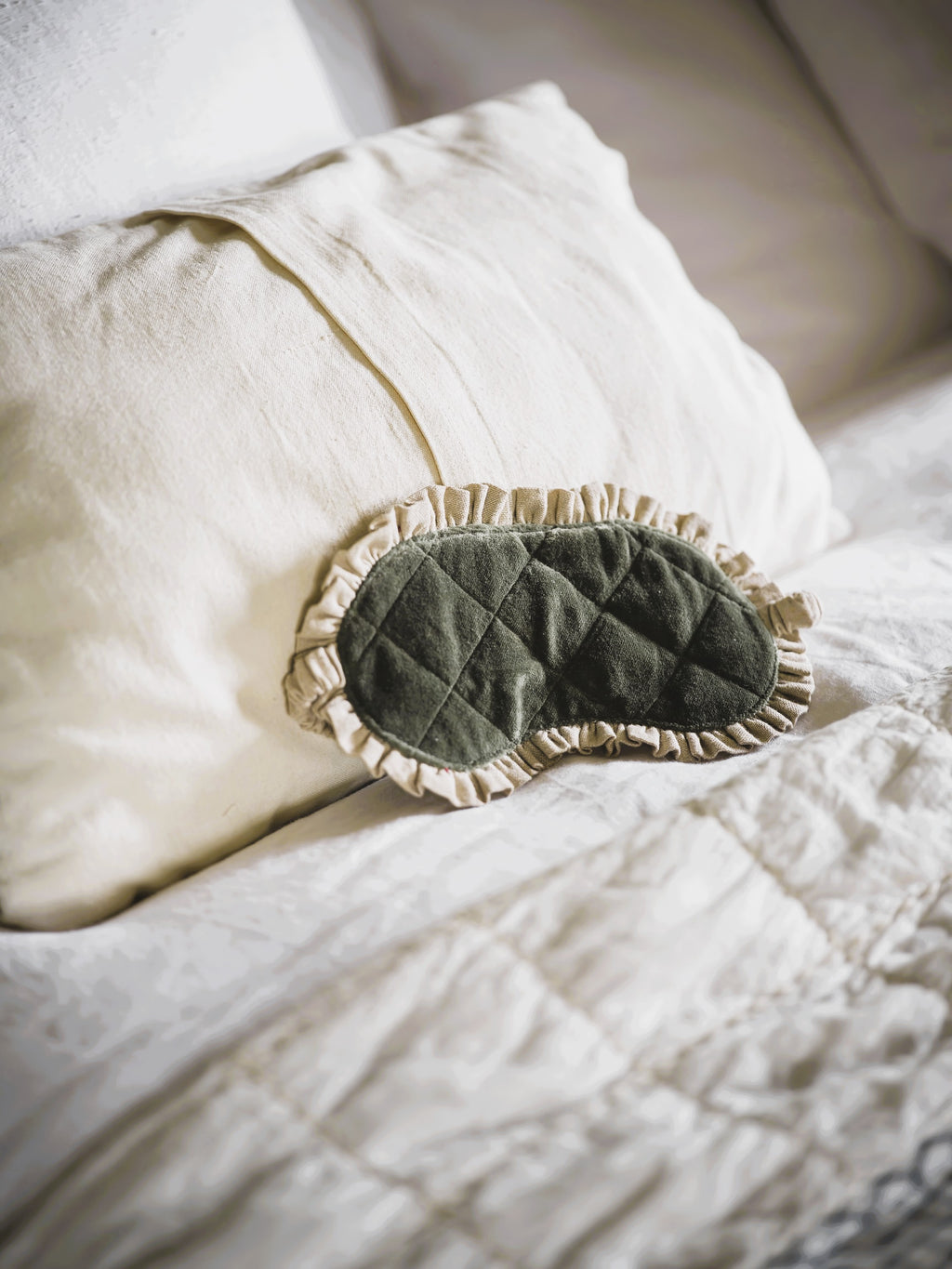 Cotton Velvet Eye Mask, Moss