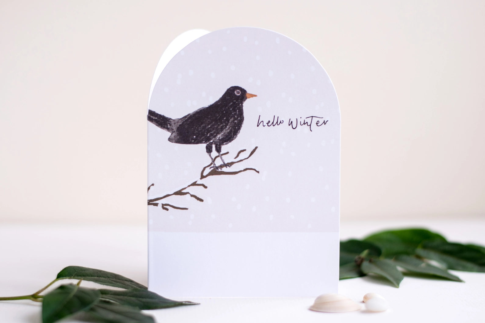 Hello Winter, Blackbird Christmas Card