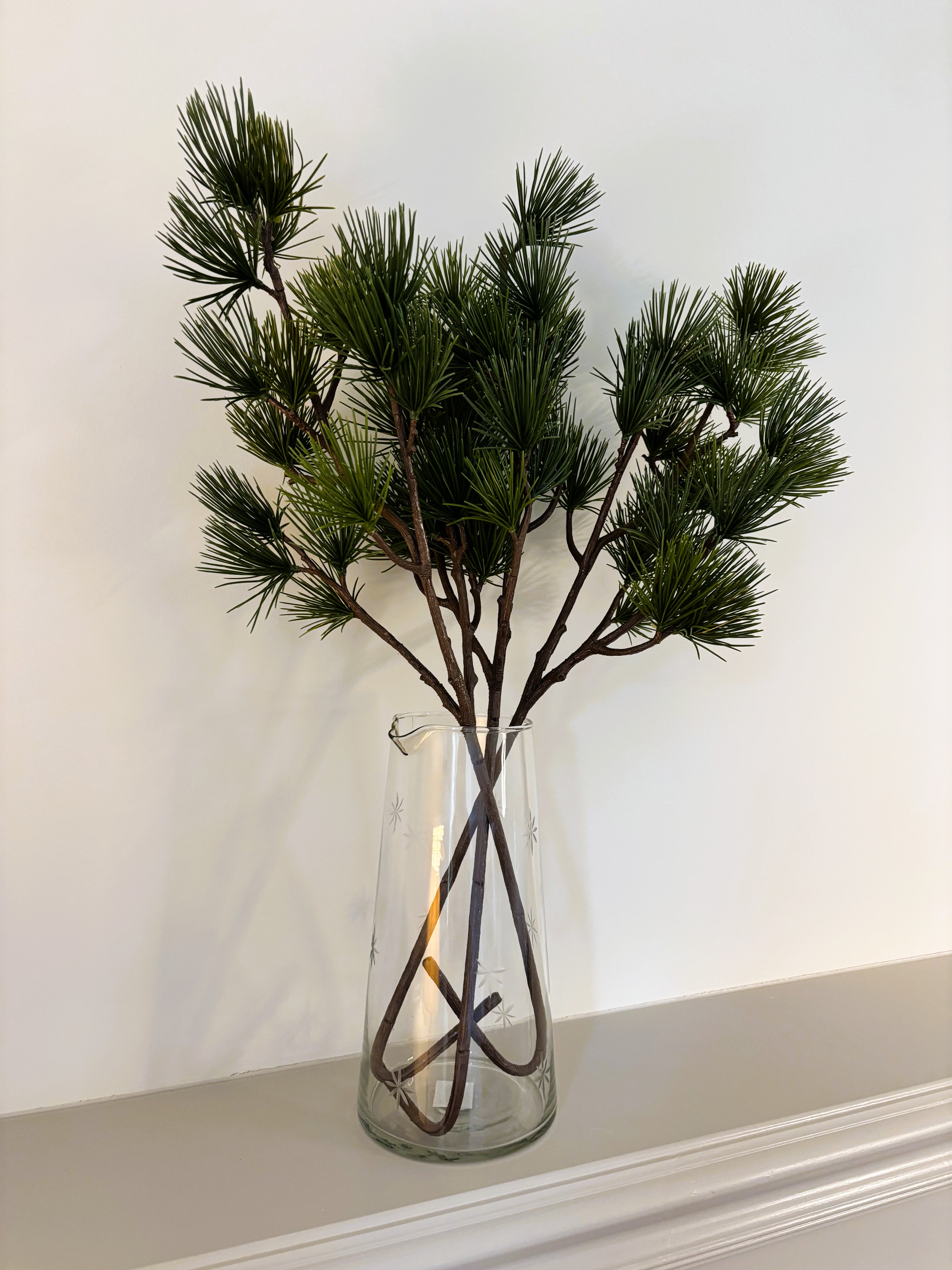 Star Etched Tapered Glass Jug