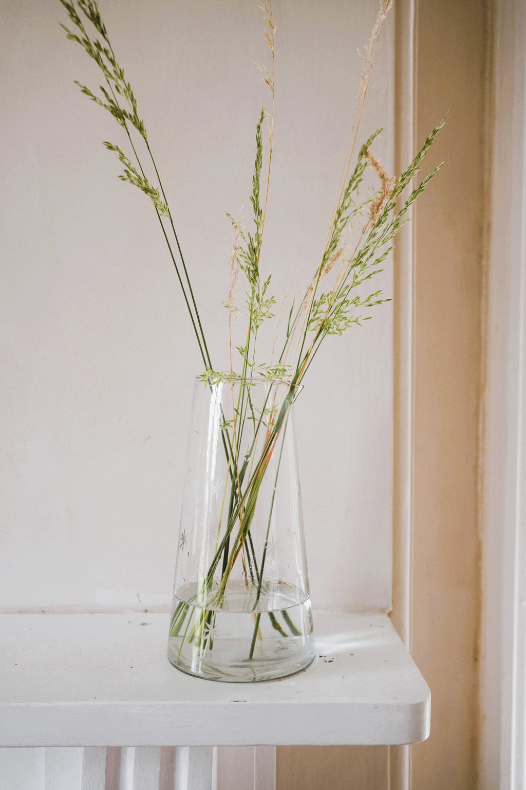 Star Etched Tapered Glass Jug