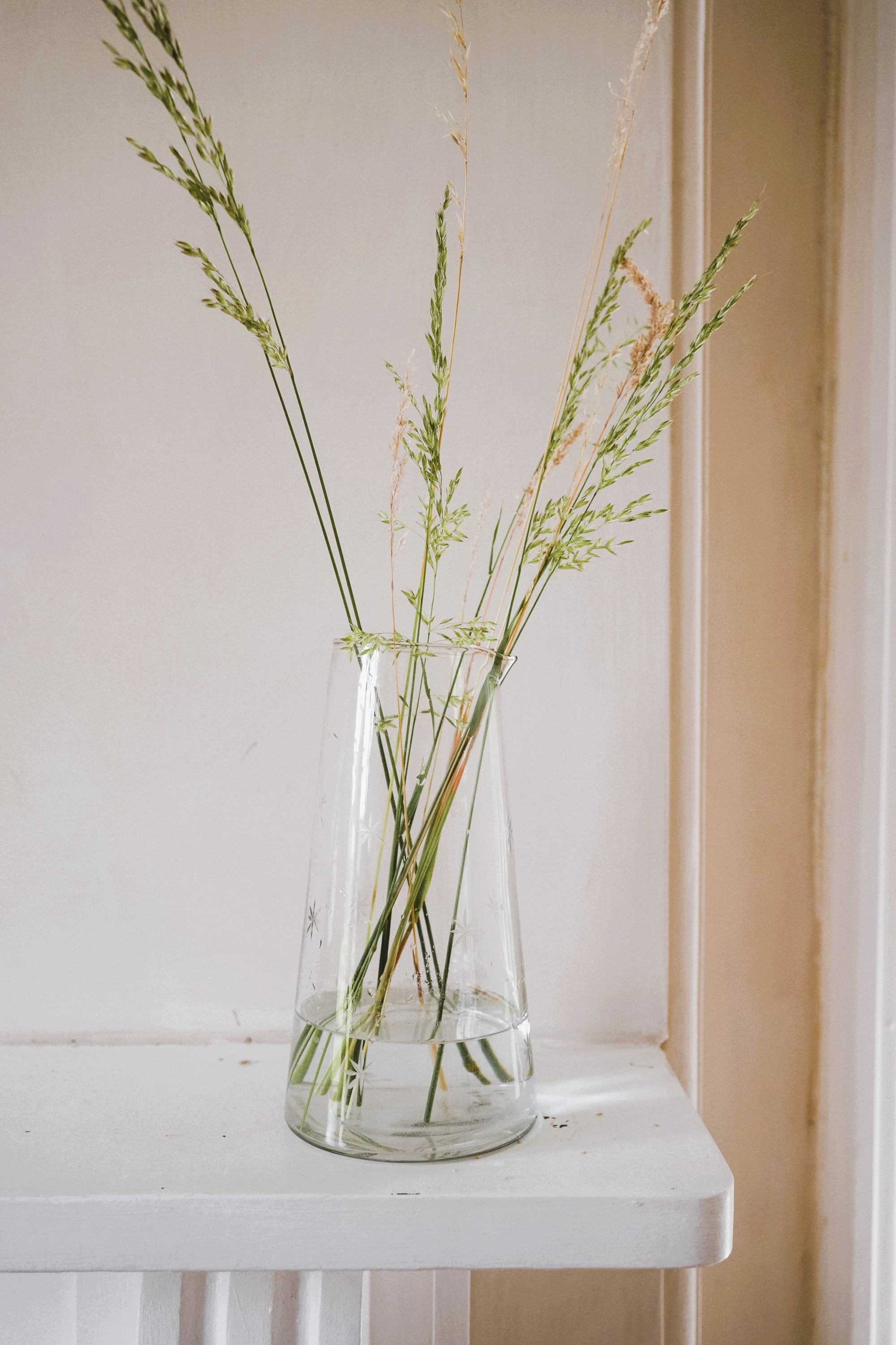 Star Etched Tapered Glass Jug